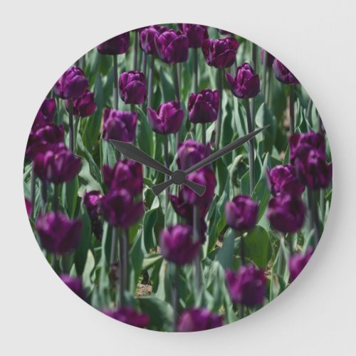 Purple Tulip Large Clock