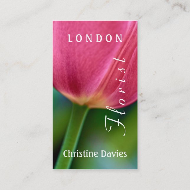 Purple tulip macro photograhy, florist business card (Front)