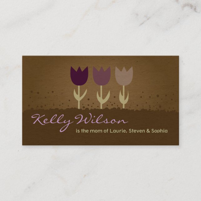 Purple Tulip Mommy Calling Business Cards (Front)