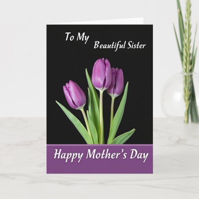 Purple Tulip Mothers Day Card (Front)