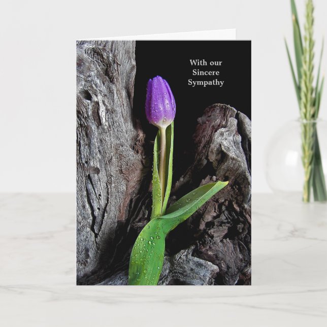 Purple Tulip on Driftwood Card (Front)
