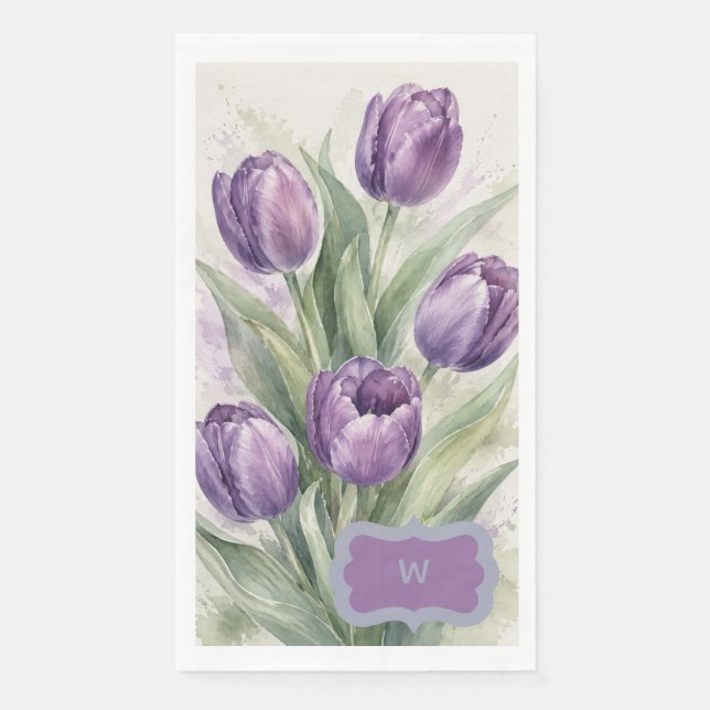 Purple Tulip Paper Guest Towels (Front)