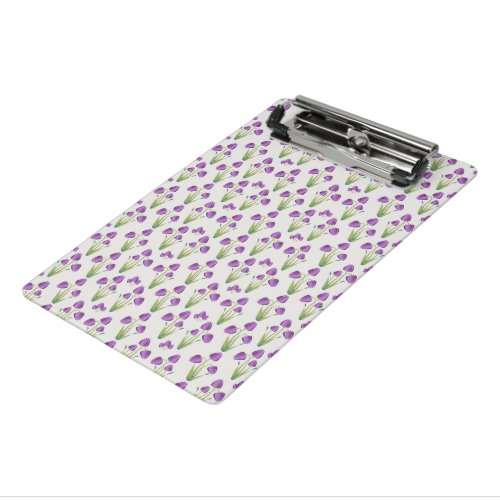 Purple Tulip Pattern Mini Clipboard