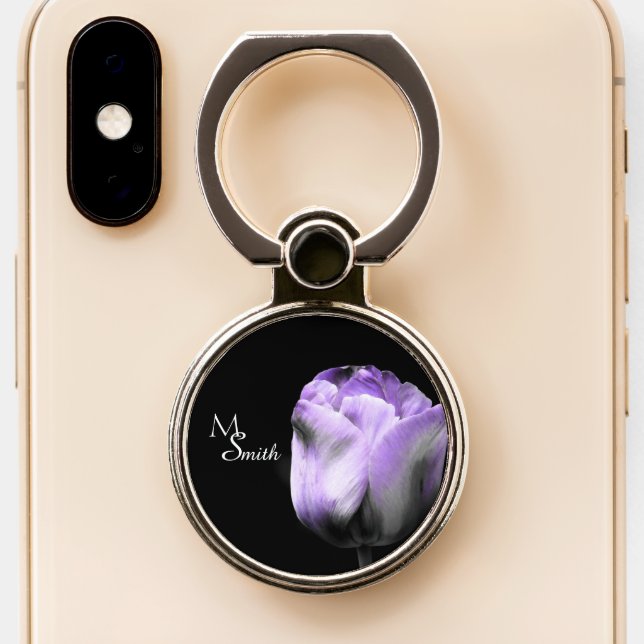 Purple Tulip *personalize* Phone Ring Stand (Close Up)