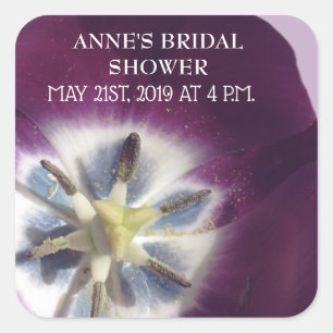 Purple Tulip Photo Sticker Bridal Shower