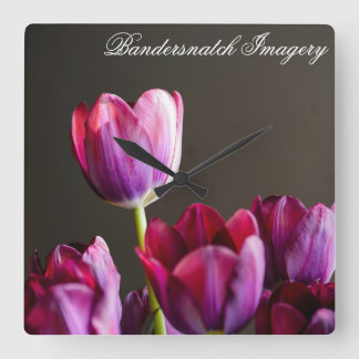 Purple Tulip Square Clock