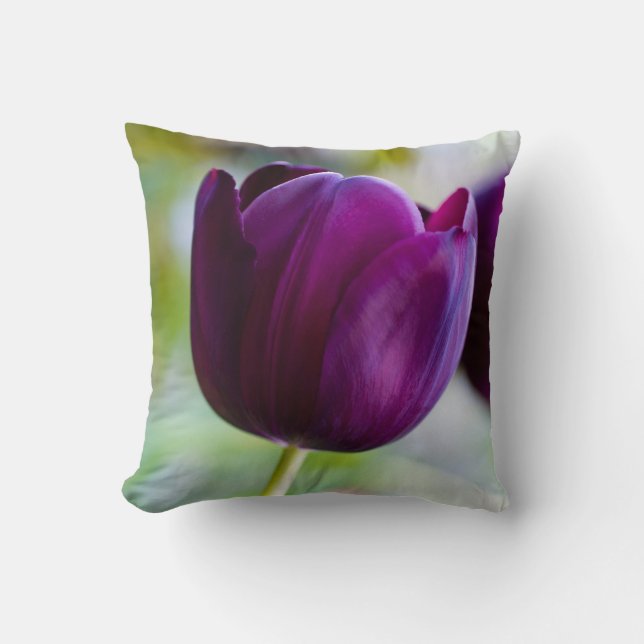 Purple Tulip Throw Pillow (Front)