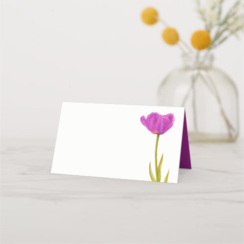 Purple tulip watercolor art guest place cards