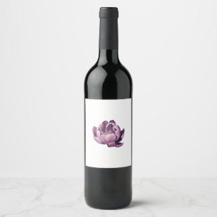 Purple Tulip Watercolor Illustration Wine Label