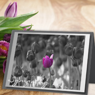 Purple Tulip With Heartfelt Condolences Sympathy Card