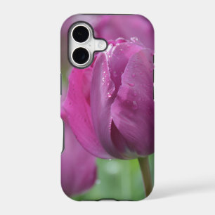 Purple Tulip with water drops iPhone 17 Case