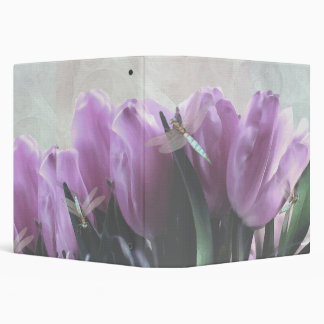 Purple Tulips Aqua Dragonflies 1.5" Avery Binder