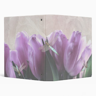 Purple Tulips Aqua Dragonflies 1" Avery Binder