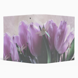 Purple Tulips Aqua Dragonflies 2" Avery Binder