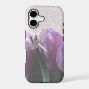 Purple Tulips Aqua Dragonfly iPhone 17 Case