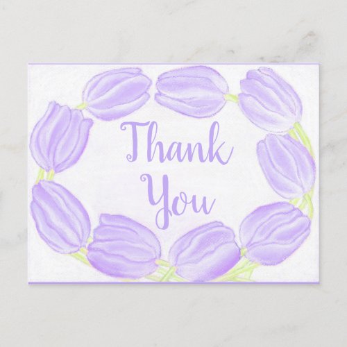 Purple Tulips Border Thank You Card