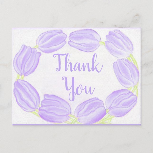 Purple Tulips Border ~Thank You Card (Front)