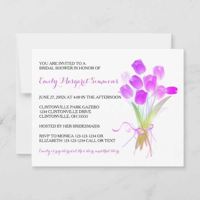 Purple Tulips - Bridal Shower Invitation (Front)