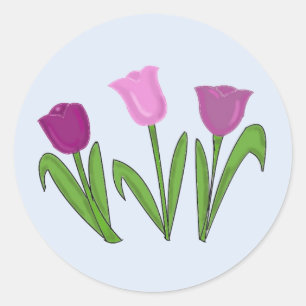 Purple Tulips Classic Round Sticker
