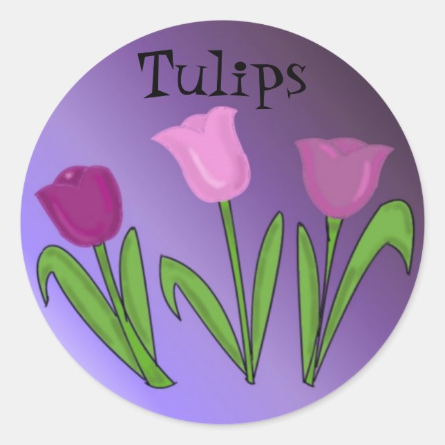 Purple Tulips Classic Round Sticker (Front)