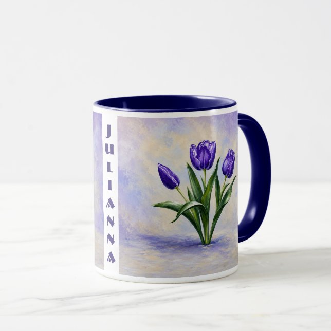 Purple Tulips Combo Mug (Front Right)