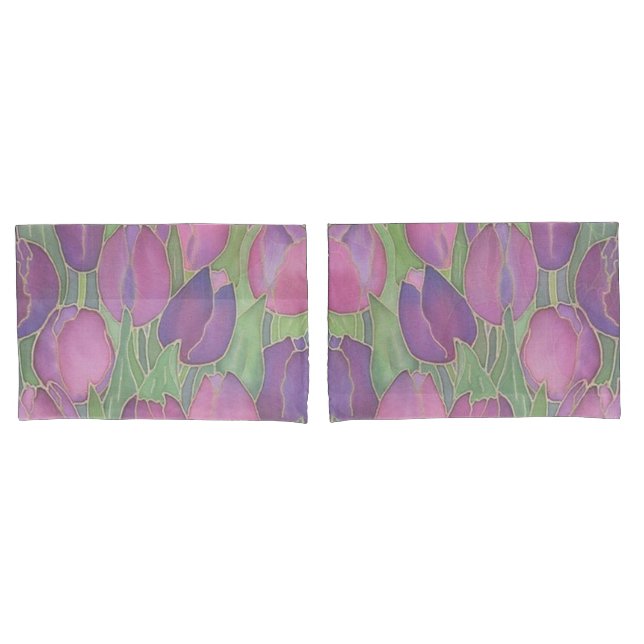 Purple Tulips Design Pillowcases (Front-Set)
