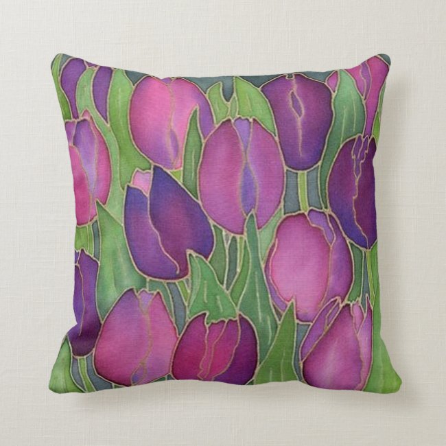 Purple Tulips Design Throw Pillow