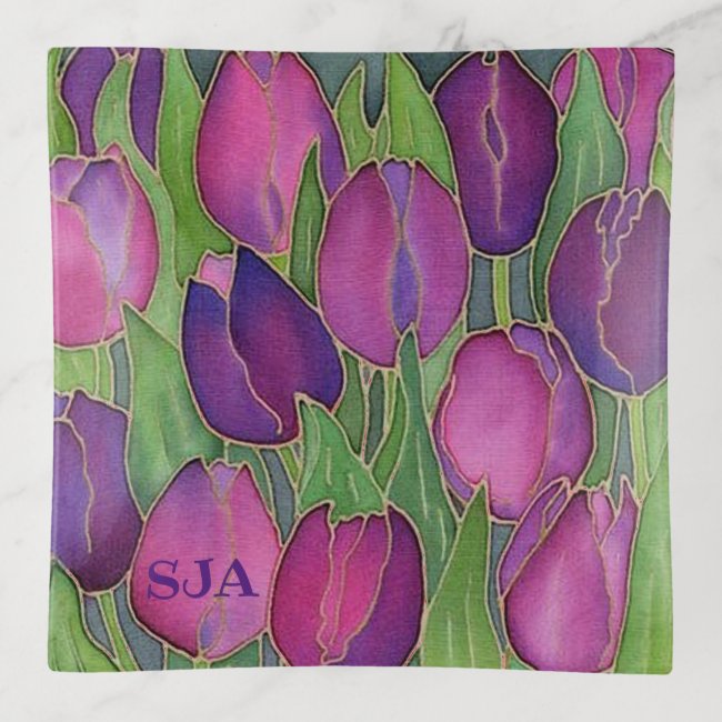 Purple Tulips Design Trinket Tray