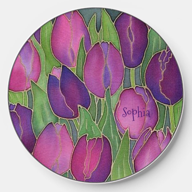 Purple Tulips Design Wireless Charger