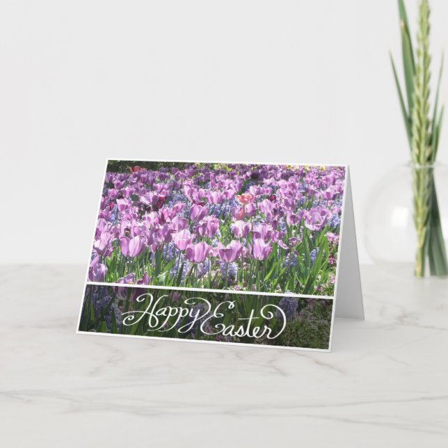 Purple Tulips Easter Card (Front)