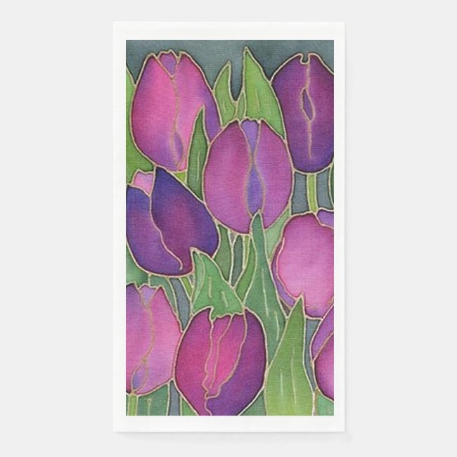 Purple Tulips Floral Guest Towel Napkins