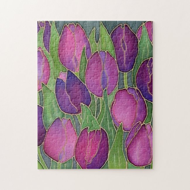 Purple Tulips Floral Jigsaw Puzzle