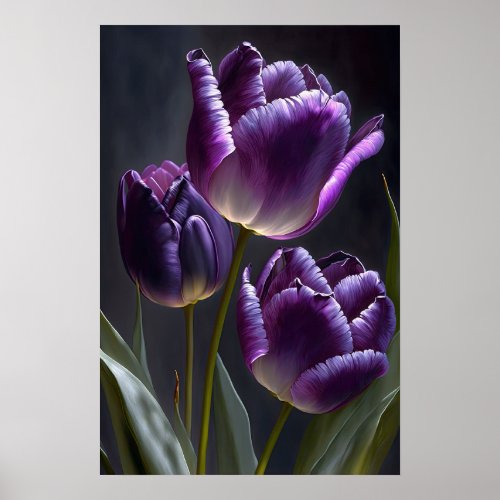 Purple Tulips Flower Art Print Poster