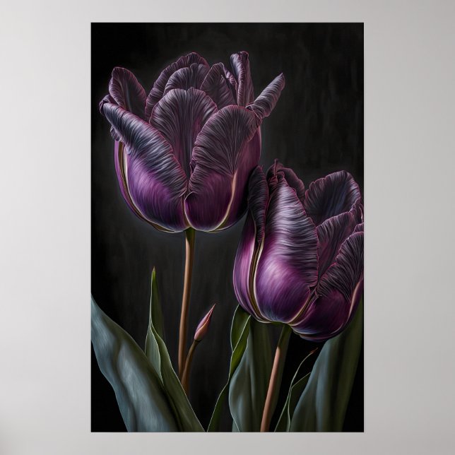 Purple Tulips Flower Art Print Poster (Front)