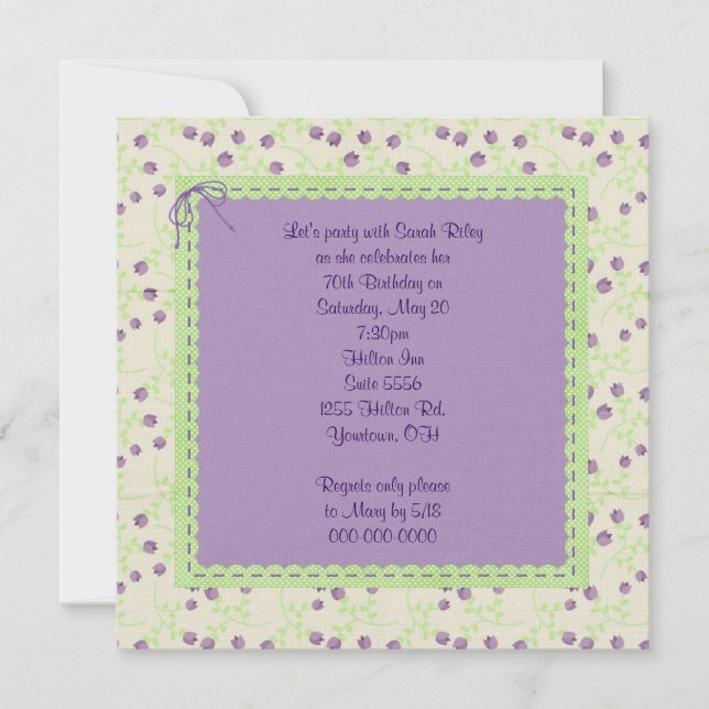 Purple tulips for Birthday Invite (Front)