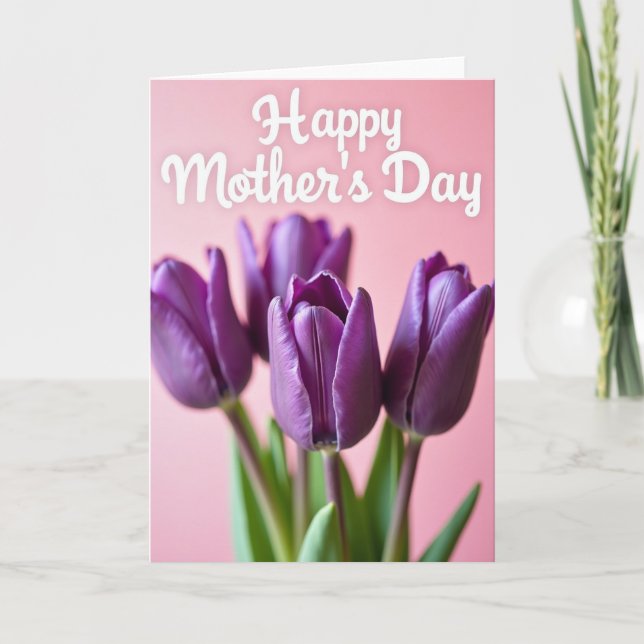 Purple Tulips Greeting Card (Front)