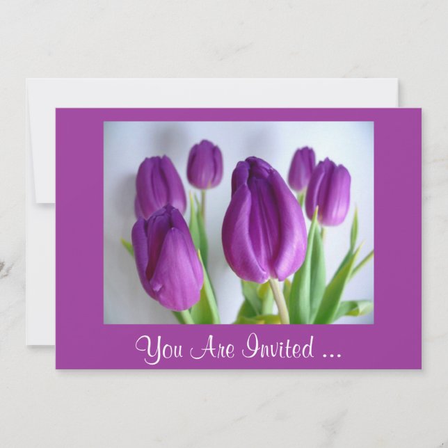 Purple Tulips Invitation (Front)