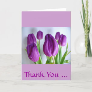 Purple Tulips Letterpress Thank You Card