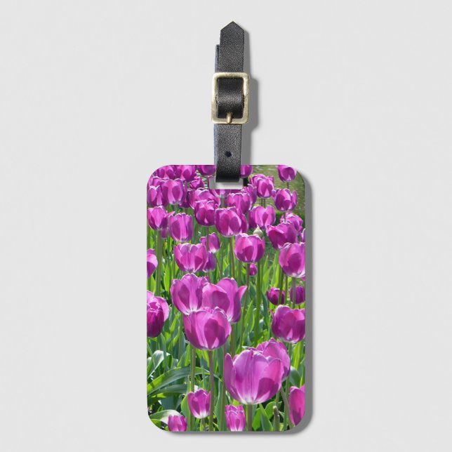 Purple Tulips Luggage Tag (Front Vertical)