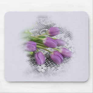 Purple Tulips on Lace  Mouse Pad