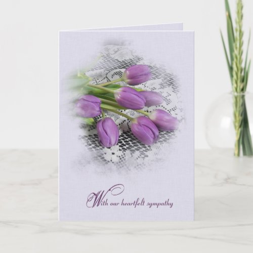 Purple Tulips on Lace Sympathy  Card