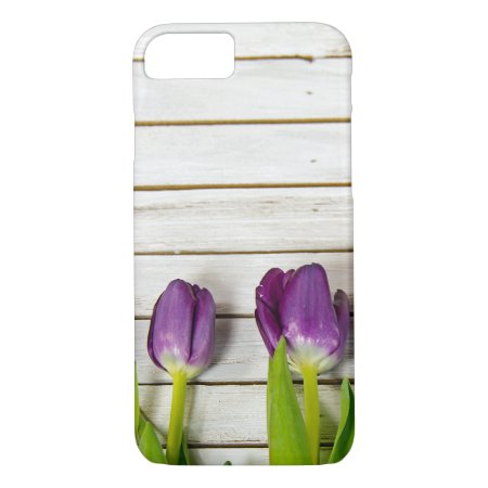 Purple Tulips On Wood Iphone 8/7 Case