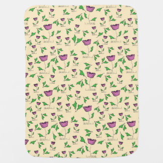 Purple tulips on yellow background baby blanket