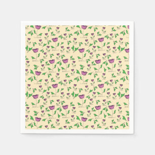 Purple tulips on yellow background napkins