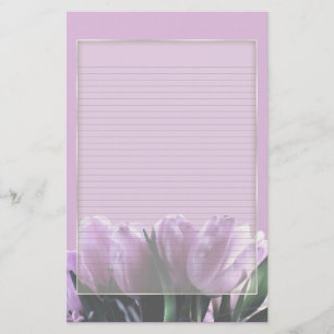 Purple Tulips Optional Lined Note Paper