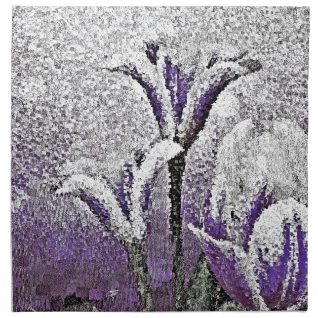 Purple Tulips - Painting Art Cloth Napkins (Front)