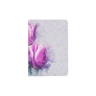 Purple Tulips Passport Holder