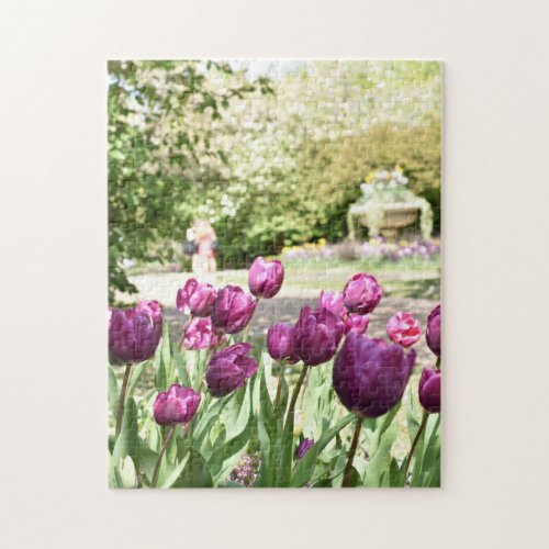 Purple Tulips Regents Park Flowers London England Jigsaw Puzzle
