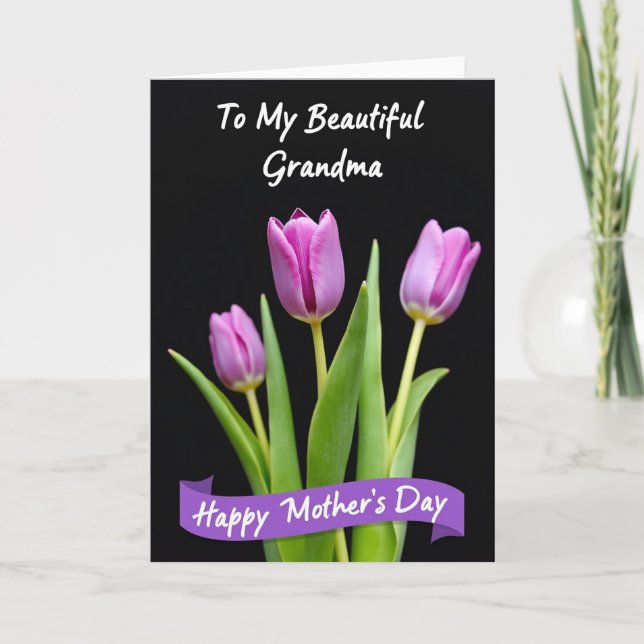 Purple Tulips Sweet Mothers Day Card (Front)