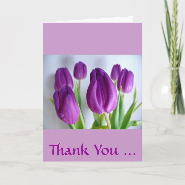 Purple Tulips Thank You Card (Front)